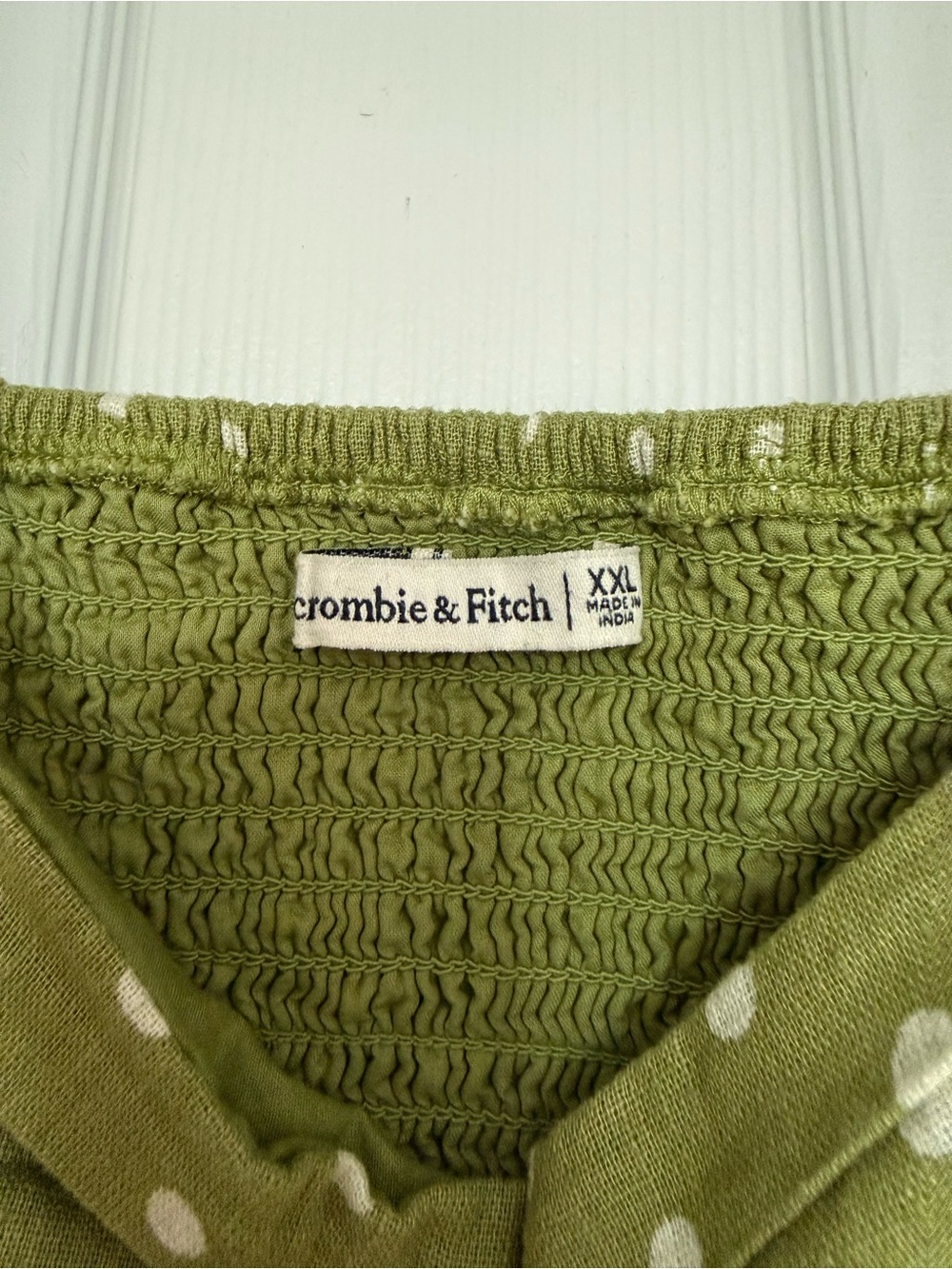 Abercrombie & Fitch Emerson Olive Green Polka Dot Puff Sleeve Midi Dress - Picture 3 of 4